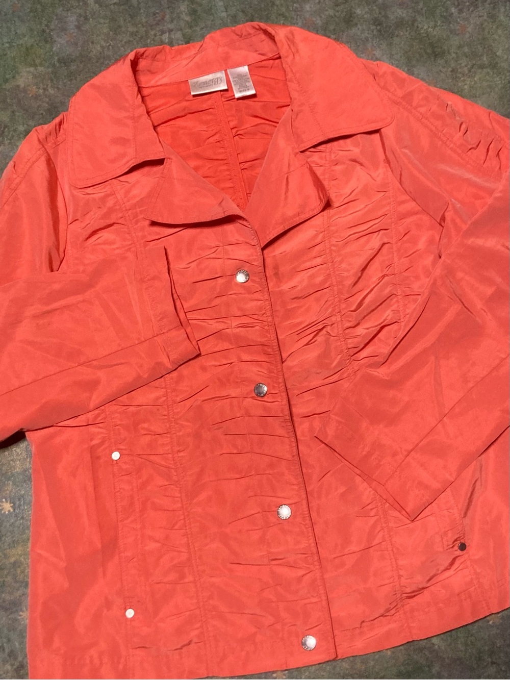 Zenergy by Chicos Coral Ruched Nylon Travel Jacket Blazer Sz 2 L 12/14